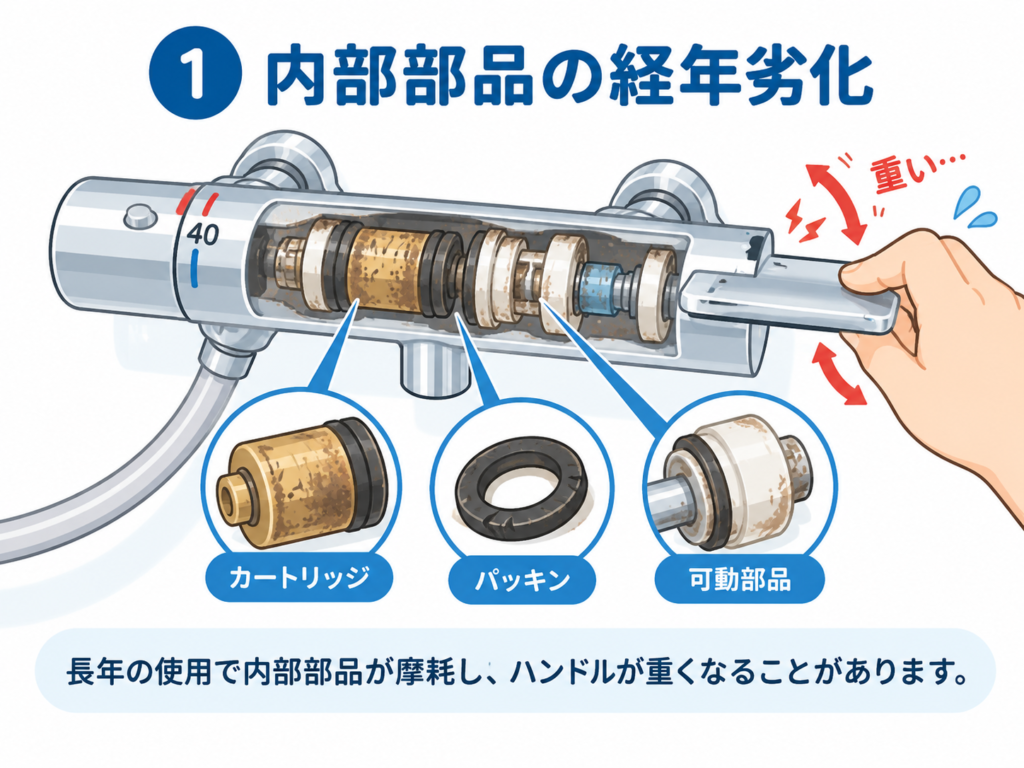 ①内部部品の経年劣化